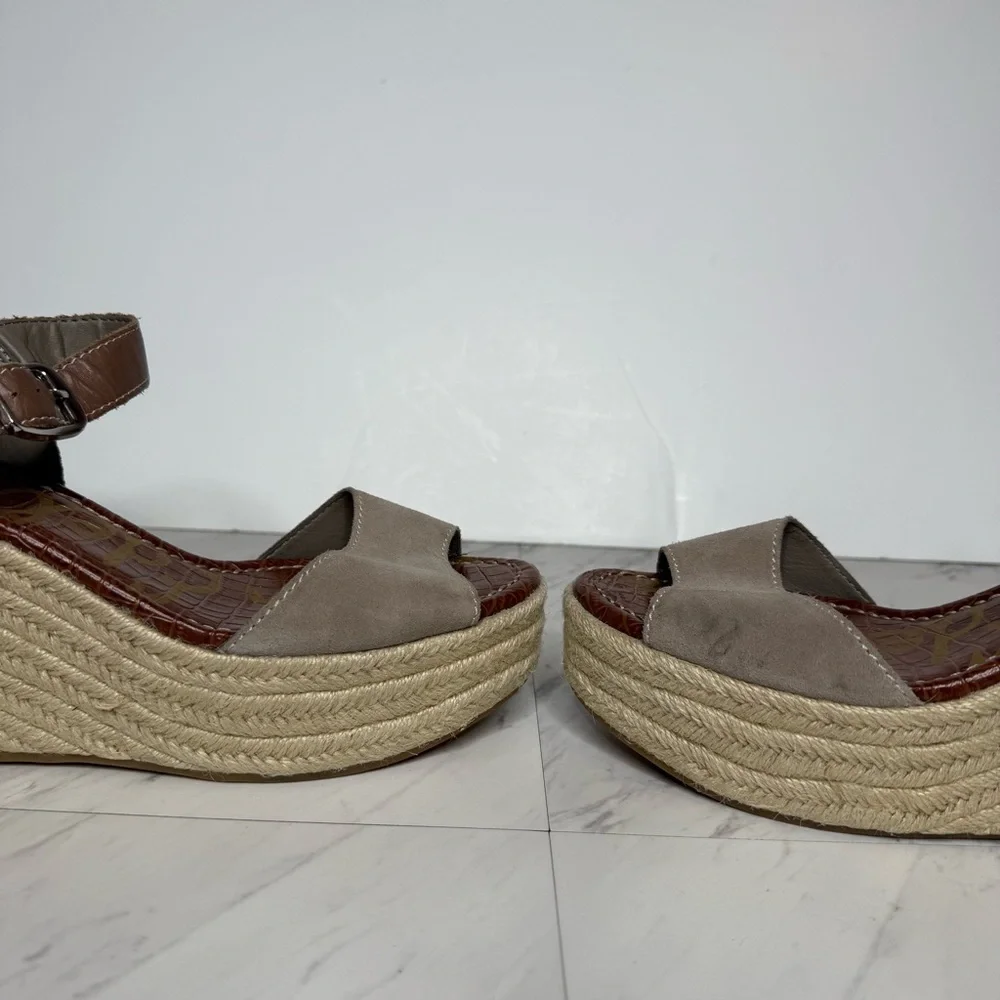 Sam Edelman Dimitree Gray Suede Espadrille Wedge Sandal 10M